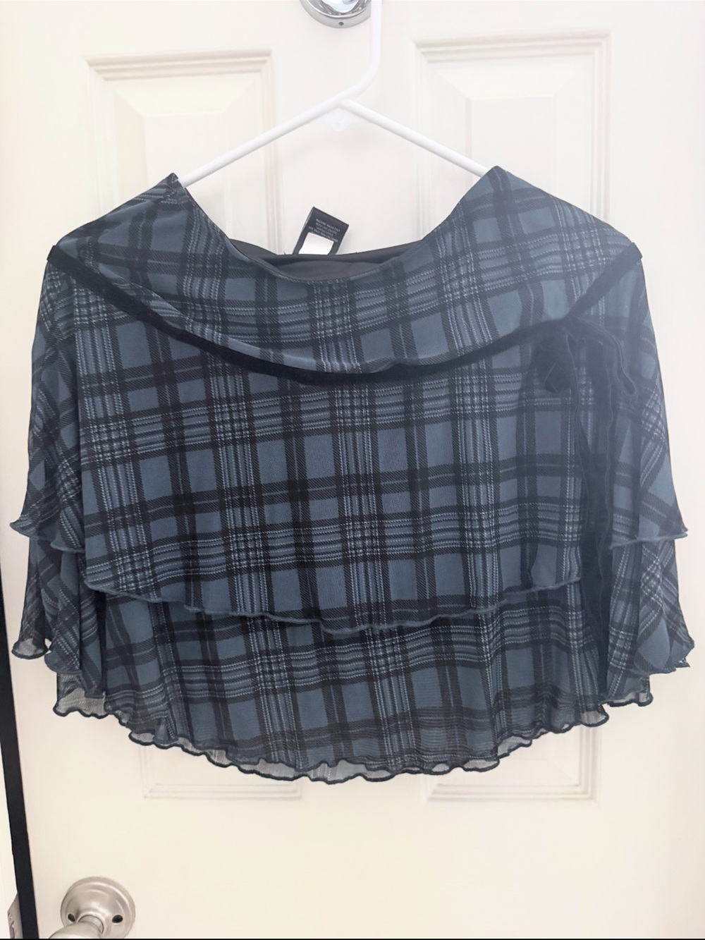 Blue Plaid Layered Chiffon Skirt